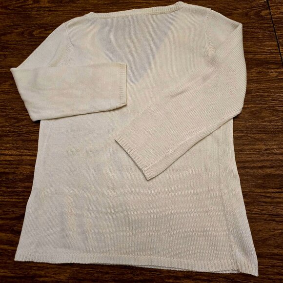 HENRY NEW YORK Women's 100% Cotton V-Neckline Beaded L/Sleeves Sweater - SML - Picture 2 of 13